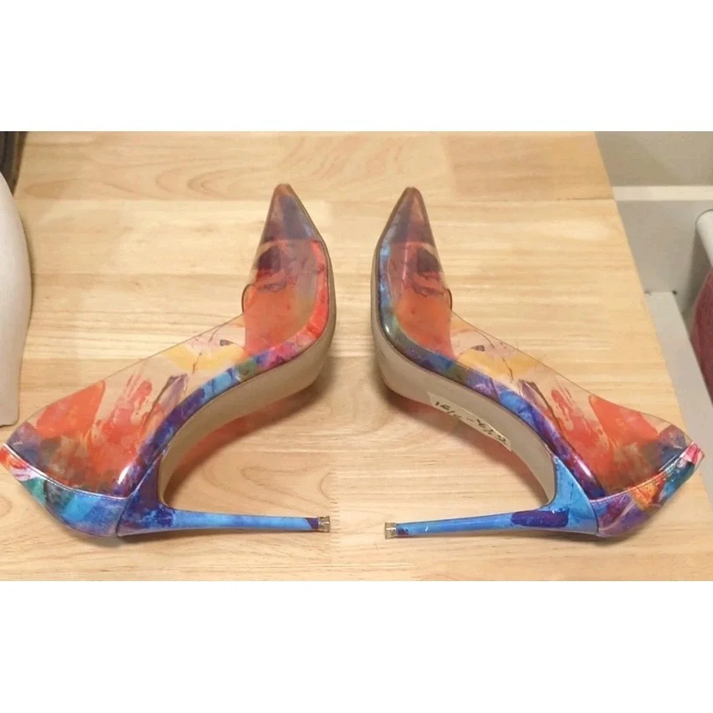 Steve‎ Madden Vala Pumps 8.5 Stilletto Multicolor Clear Maximalism